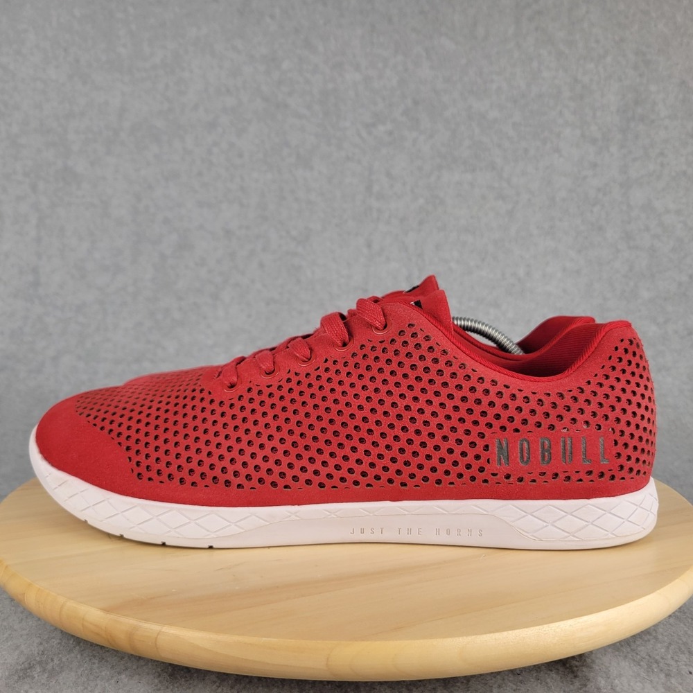 NoBull Suede Trainer Men's 14 Perforated Red Low Top Athletic Gym Sneakers Shoes